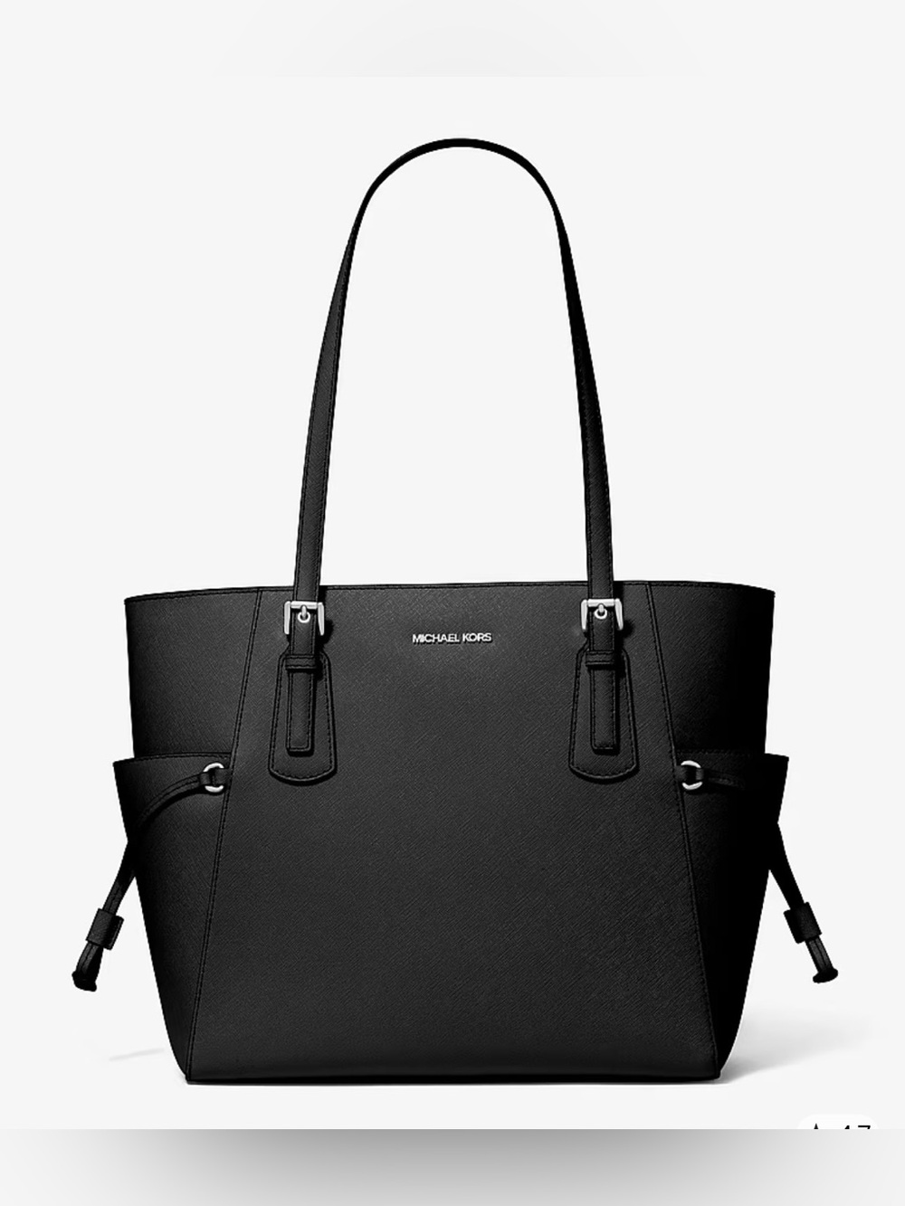 Michael Kors Voyager Black Saffiano Tote with Side Detail